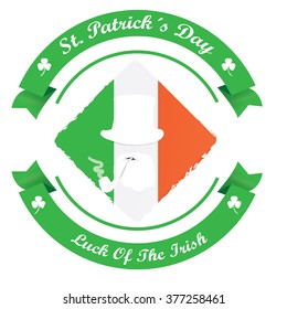 Isolated banner with ribbons with text and traditional clothes for patrick's day