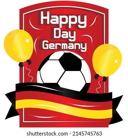 Isolated banner with soccer ball and ribbon Germany travel concept Vector