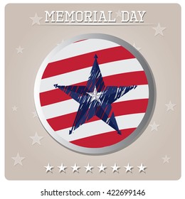 Isolated banner with the a star and stripes on a textured background for memorial day celebrations