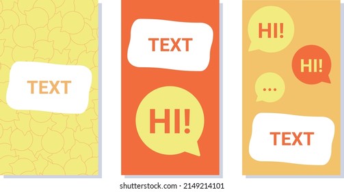 Isolated banner templates with bubbles with Hi text in orange colors. Social Media Banners. Vector illustration