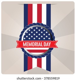 Isolated banner with a banner with text and the american flag for memorial day