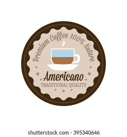 Isolated banner with text and an americano coffee icon on a white background