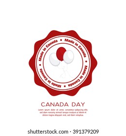 Isolated banner with text and balloons for canada day