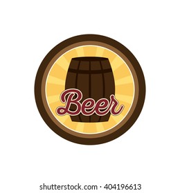 Isolated banner with text and a beer barrel icon