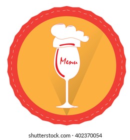 Isolated banner with text, a chef hat and a wine glass