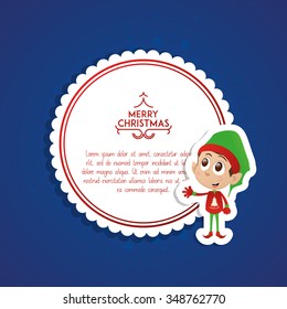 Isolated banner with text and a christmas elf on a colored background
