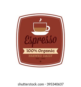 Isolated banner with text and a espresso icon on a white background