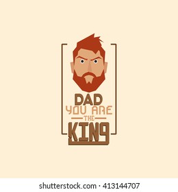 Isolated banner with text and a geometric face of a dad for father's day celebrations