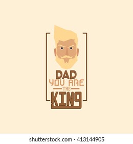 Isolated banner with text and a geometric face of a dad for father's day celebrations