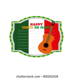 Isolated banner with text and a guitar