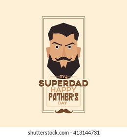 Isolated banner with text, an icon and a man's face for father's day celebrations