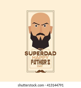 Isolated banner with text, an icon and a man's face for father's day celebrations