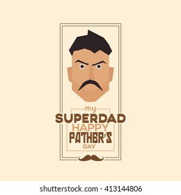 Isolated banner with text, an icon and a man's face for father's day celebrations