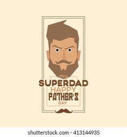 Isolated banner with text, an icon and a man's face for father's day celebrations