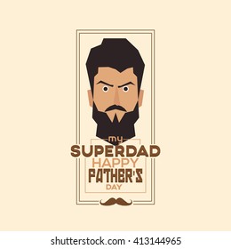 Isolated banner with text, an icon and a man's face for father's day celebrations