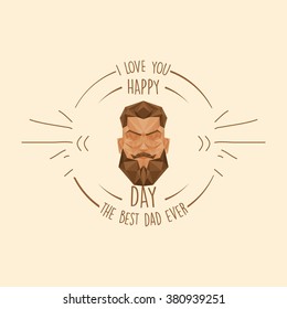 Isolated banner with text and a low poly face of a man for father's day