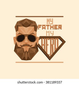 Isolated banner with text and a male face for father's day