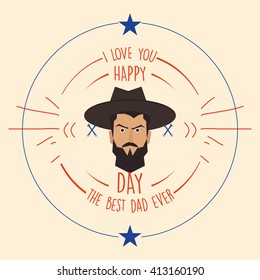 Isolated banner with text and a man's face for father's day celebrations
