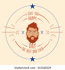 Isolated banner with text and a man's face for father's day celebrations