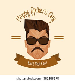 Isolated banner with text, a ribbon and a male face for father's day