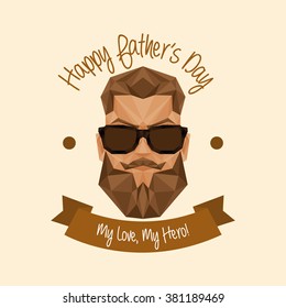 Isolated banner with text, a ribbon and a male face for father's day