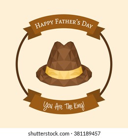 Isolated banner with text, ribbons and a hat for father's day