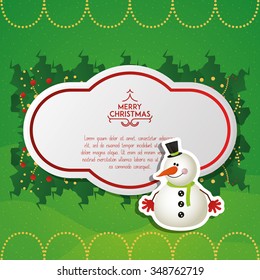 Isolated banner with text and a snowman icon on a colored background
