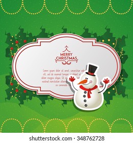 Isolated banner with text and a snowman icon on a colored background