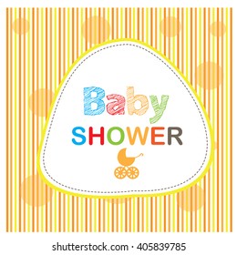 Isolated banner with text and a stroller on a textured background