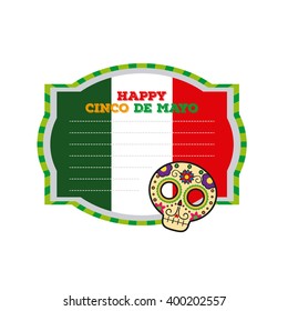 Isolated banner with text and a traditional mexican skull