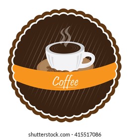 Isolated banner with a texture, a coffee mug and coffee beans