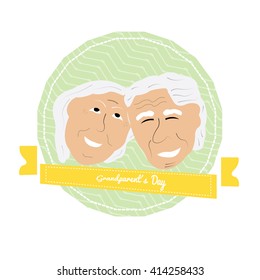 Isolated banner with texture and a couple of grandparents on a white background