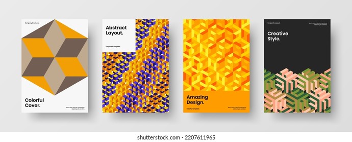 Colección de ilustración de diseño vectorial de banner aislado. Conjunto de conceptos de portada de catálogo de formas geométricas luminosas.