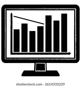 Isolated Bar Graph on Screen on White Background