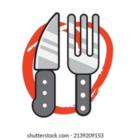 Isolated barbecue fork and knife icon Vector