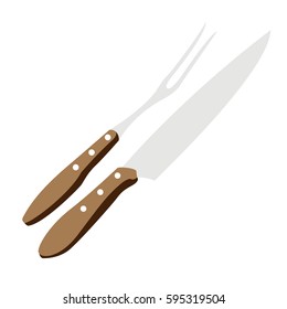Isolated barbecue fork and knife, Vector illustration