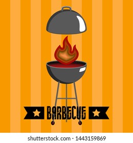 Isolated barbecue grill with a flame icon - Vector