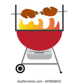 Isolated barbecue grill on a white background, Vector illustration