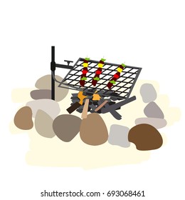 Isolated barbecue grill on a white background, Vector illustration