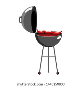 Isolated barbecue grill with sausages - Vector illustration