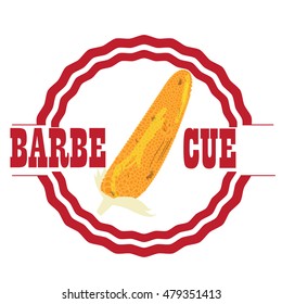Isolated barbecue label with a corn, Vector illustration