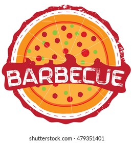 Isolated barbecue label with a pizza, Vector illustration