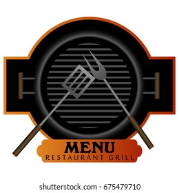 Isolated barbecue menu label on a white background. Vector illustration