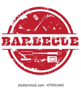 Isolated barbecue stamp with grunge texture, Vector illustration