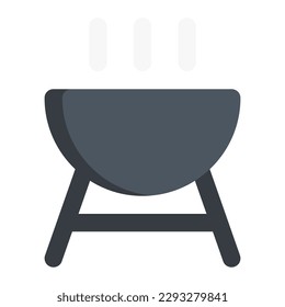 Isolated barbeque in flat icon on white background. Barbecue, cooking, summer, spring, holiday