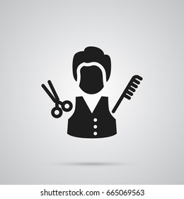 Isolated Barber Icon Symbol On Clean Background. Vector Stylist  Element In Trendy Style.