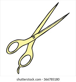 isolated barber scissors, tools, cartoon vector