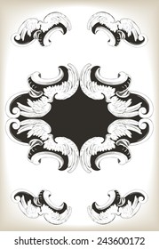 Isolated baroque rococo wings curls vector