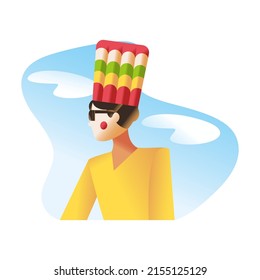 Isolated Barranquilla carnival man Colombian folklore illustration