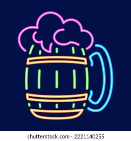 Isolated barrel neon oktoberfest vector illustration